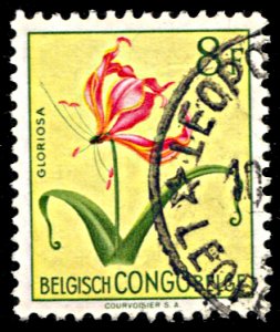 Belgian Congo 280, used, Simple Gloriosa Lily