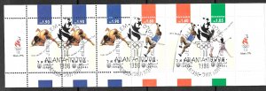 ISRAEL 1996 ATLANTA Summer Olympics Set Complete Booklet Sc 1279a FDOI Used