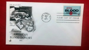 ZAYIX - 1971 Art Craft FDC 1425 Medicine - American Blood Donors 010522-SM72