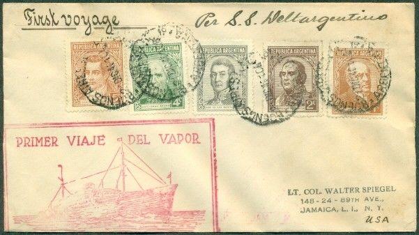 ARGENTINA 1940 Maiden Voyage S.S. Deltargentius, w/neat cachet, VF