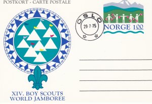 Norway Postal Card Issued for Nordjam-75 World Scouting Jamboree, Cancelled Card