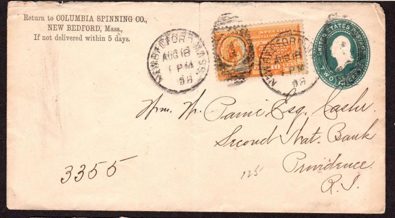 $US Sc#E3 Special Delivery Cover 1893 New Bedford MA.