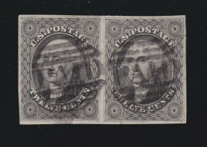 US 17 12c Washington Pair w/ SCARCE Small Boston PAID Cancels VF-XF appr SCV$625