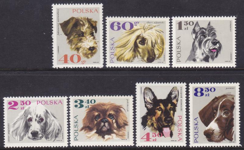 Poland 1636-43 MNH 1968 Various Types of Dogs Full Set