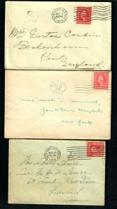 PH3f U.S. (3) Covers 1904-1919 N.Y. Stations H.I.J. Hand Cancelled