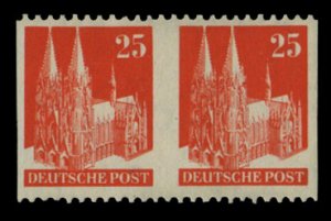 Germany #648, 1948-51 25pf vermilion, horizontal pair imperf. vertically, hinged