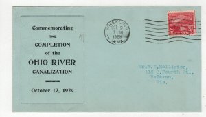 1929 OLD FDC OHIO RIVER CANAL 681-51 CV $60 BLUE ENVELOPE WHEELING WEST VIRGINIA