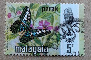 Perak 1971 5c Butterflies, used. Scott 148, CV $0.25. SG 174
