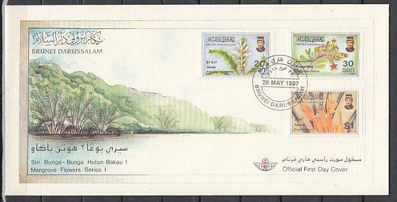 Brunei, Scott cat. 516-518. Various Flowers issue. First day Cover. ^