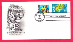 #3179 Year of the Rat / Tiger DUAL FD - Artcraft Cachet