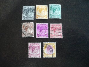 Stamps - Malaya Penang-Scott#3-7,9,11,16-Mint Hinged & Used Part Set of 8 Stamps