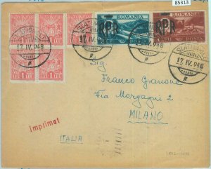 85313 - ROMANIA - POSTAL HISTORY - Overprinted Stamps on COVER to ITALY 1948