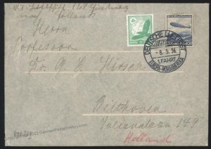 Germany 1936 Hindenburg Zeppelin Mi12 NAF Cover Beuerle Estate Netherland 112493