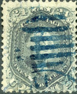 #70B 24c VF USED (APP) BLUE GRID CANCEL W/ TINY PERF FLAW CV $925 BM7955