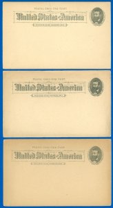 Postal Card #UX10, Mint-Avg LOT/3, Frame-Leaf Space Less Than 5mm, SCV $142.50