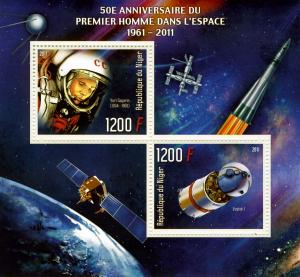 Niger 2011 SPACE Gagarin Astronaut s/s Perforated mnh.vf