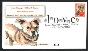 5746 - FDC -Love –Puppy and Heart -Wally Jr Cachet -Fred -BWP