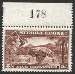 SIERRA LEONE-1938 5/- Red-Brown Sg 198 UNMOUNTED MINT V46463