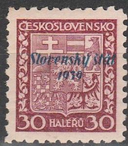 Slovakia #6 F-VF Unused (S9607)