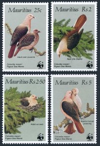 Mauritius 613-616, hinged. Michel 609-612. WWF 1985. Birds: Pink pigeon.