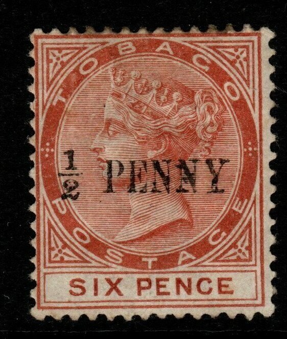 TOBAGO SG28 1887 ½d on 6d ORANGE-BROWN MTD MINT