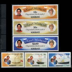 KIRIBATI 1981 - Scott# 373-8 Royal Wedding Set of 6 NH