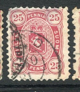 FINLAND; 1875-81 classic Helsingfors print issue used Shade of 25p.