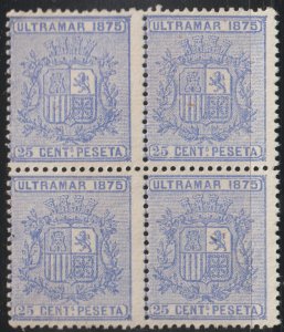 1875 Cuba Stamps Sc 64 Spain Coat of Arms Block 4 NEW
