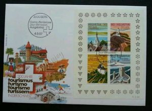 Switzerland Tourism 1987 House City Landmark (miniature FDC)