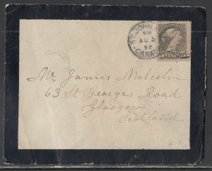 Canada Scott 42 - Aug 19, 1893 Saint John, NB Mourning Cover to Scotland