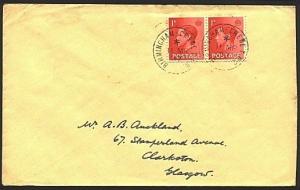 GB 1937 cover  BIRMINGHAM - CREWE  TPO railway cancel......................99419