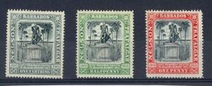 Barbados Scott 102-104 Mint hinged (Catalog Value $41.00)