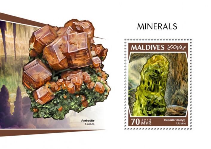 MALDIVES - 2018 - Minerals - Perf Souv Sheet - MNH