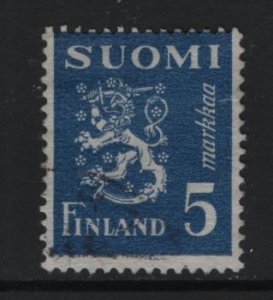 Finland    #176D  used  1945   Lion  5m saphire