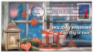 2016, Holiday Windows, Candle, BW Postmark, FDC, Christmas, 16-323