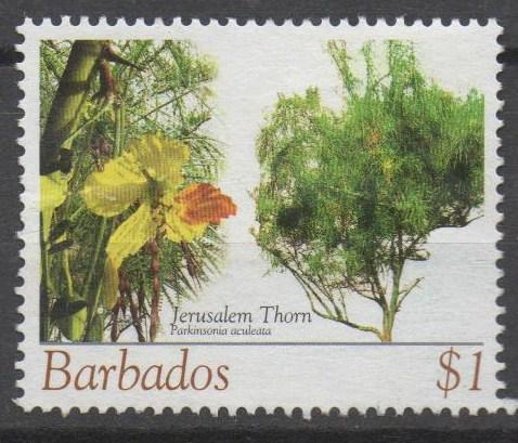 Barbados, $1 Flowering Shrubs, used (A324)