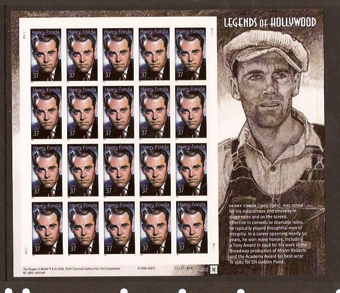 #3911 Henry Fonda Full Sheet NH