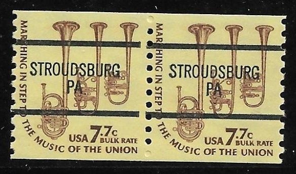 MNH US Bureau Precancels: PA; Stroudsburg #1614a–87 7.7¢ Americana Gap Pair