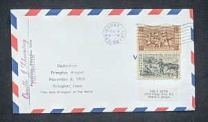 1959 Primghar Iowa First Flight Airmail Cover to Atlanta Georgia