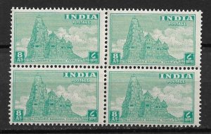 1949 India 216 8a Kandarya Mahadeva Temple MNH block of 4