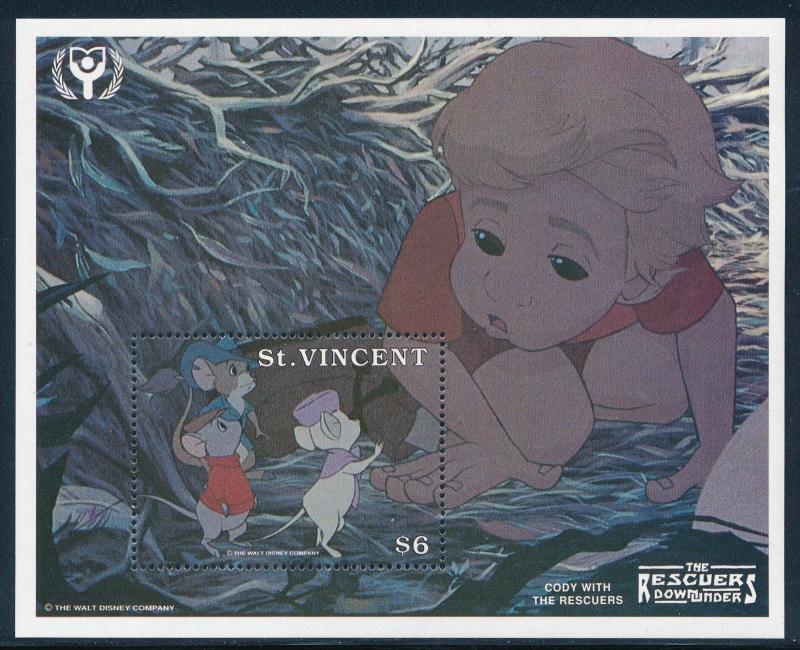 Disney St-Vincent MNH Souvenir Sheet The Rescuers #1534 (1991)