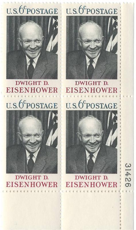 1383: Dwight Eisenhower - Plate Block - MNH - 31426-LR