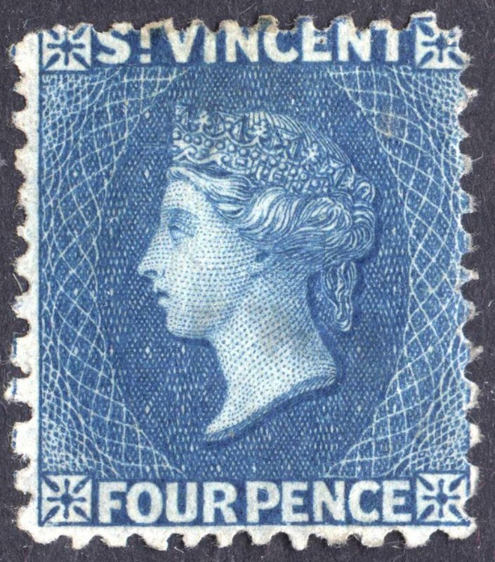 St Vincent 1866 4d Blue Perf 11-13 SG 6 Scott 6 UN Cat £275($357)