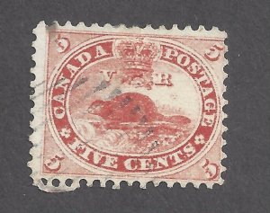 Canada # 15ii USED 5c BRIGHT ORANGE-RED BEAVER THICKER PAPER VARIETY BS27741