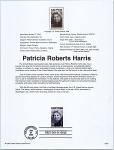 USPS SOUVENIR FIRST DAY PAGE PATRICIA ROBERTS HARRIS 2000