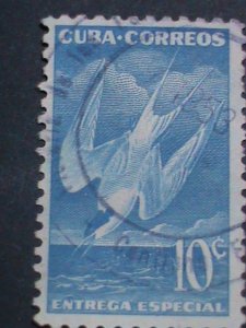 ​CUBA-LARGE PICTORIAL CUBA BIRDS ON VERY OLD CUBA USED STAMP-VERY FINE