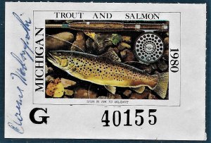 US 1980 MI Trout and Salmon Stamp used