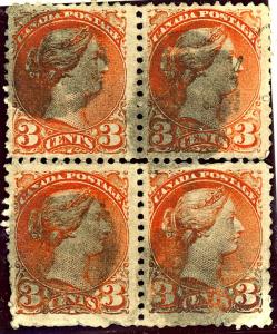 Canada #37 Used Block Shade Separations, Damaged