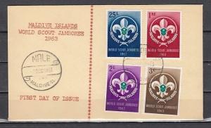 Maldives, Scott cat. 129-132. World Scout Jamboree. First day cover.