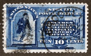 US Sc E1 Blue 10¢ 1885 Special Delivery Black CDS Cancel